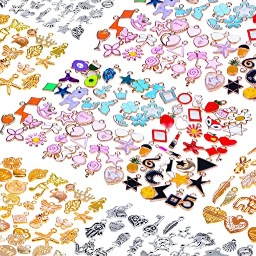 150PCS Bracelet Charms, Silver Bracelet Gold Plated Enamel Charms Pendants for Necklace Bracelet Jewelry Making and Crafting
150PCS Bracelet Charms, Silver Bracelet Gold Plated Enamel Charms Pendants for Necklace Bracelet Jewelry Making and Crafting