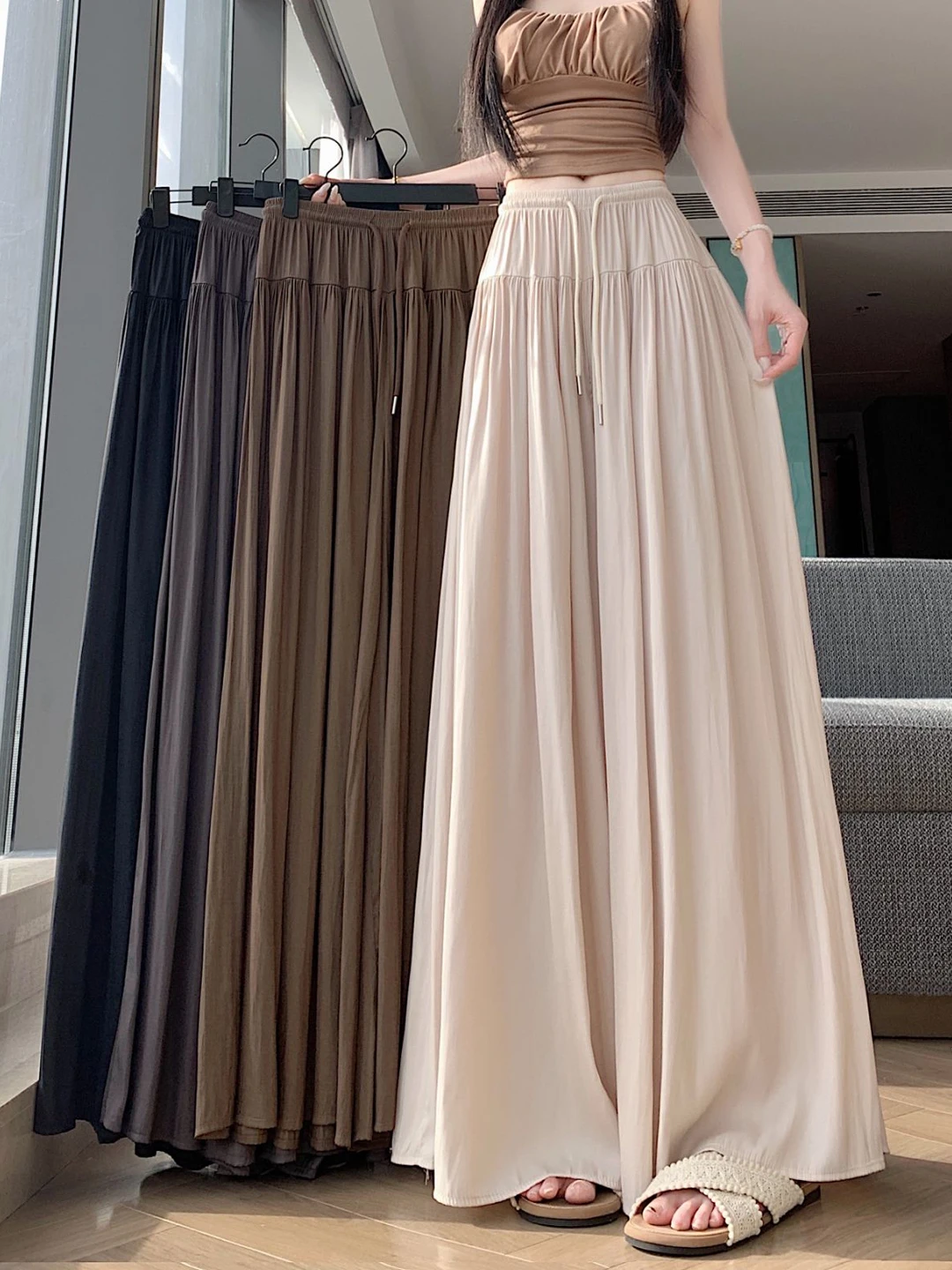 High Waist Wide Leg Pants Women's Summer Thin Korean Style Chic Feel Draping Floor-Length Skirt Pants Casual Straight Cut
High Waist Wide Leg Pants Women's Summer Thin Korean Style Chic Feel Draping Floor-Length Skirt Pants Casual Straight Cut