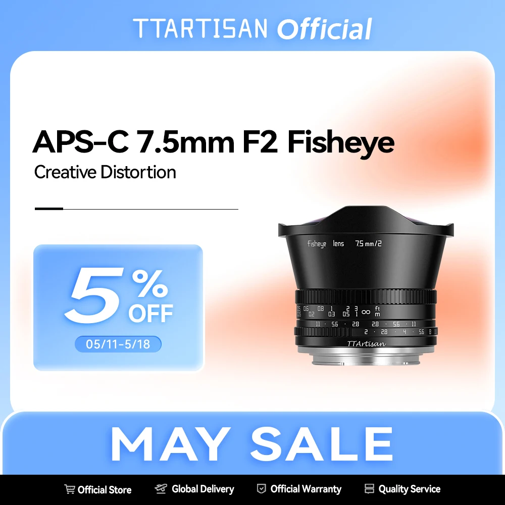 TTArtisan 7.5mm F2 APS-C Wide Angle Fisheye Lens for SONY E FUJI X Canon M Nikon Z Leica L Panasonic Olympus M43 Camera Lense
TTArtisan 7.5mm F2 APS-C Wide Angle Fisheye Lens for SONY E FUJI X Canon M Nikon Z Leica L Panasonic Olympus M43 Camera Lense