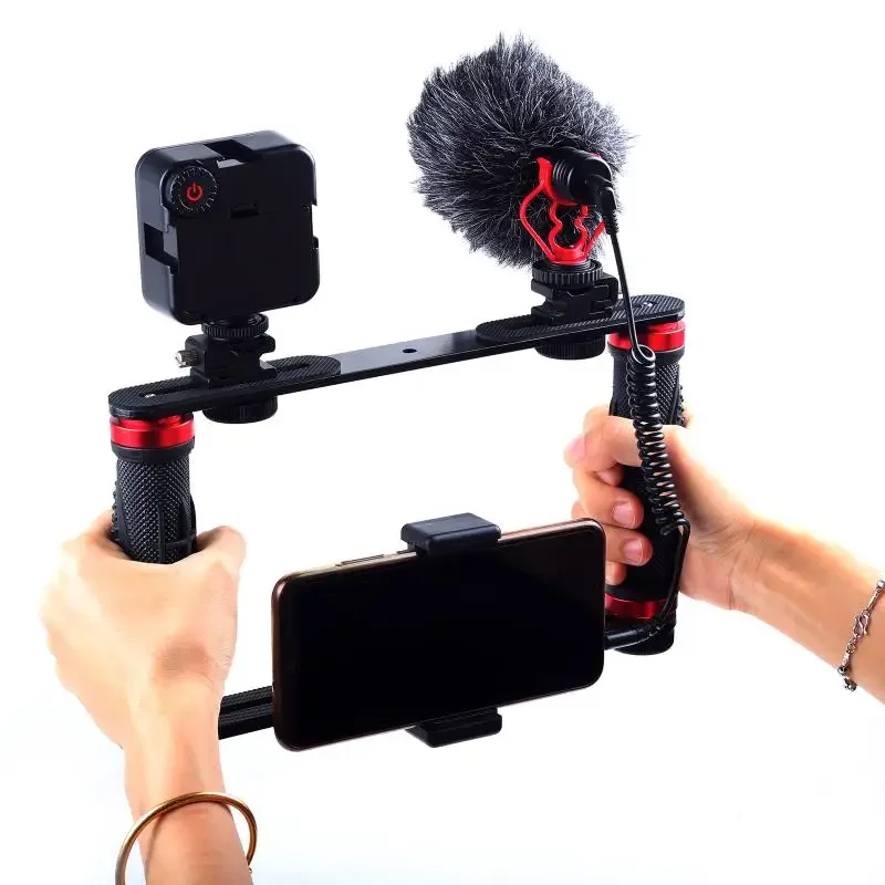 Якорная прямая трансляция, двойная портативная клетка для камеры телефона, горизонтальная и вертикальная съемка