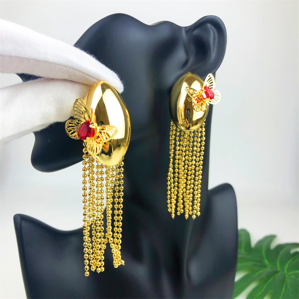Women Long Drop Earrings Fashion Bride Wedding Trendy African Italian Gold Color Copper Earrings
Women Long Drop Earrings Fashion Bride Wedding Trendy African Italian Gold Color Copper Earrings