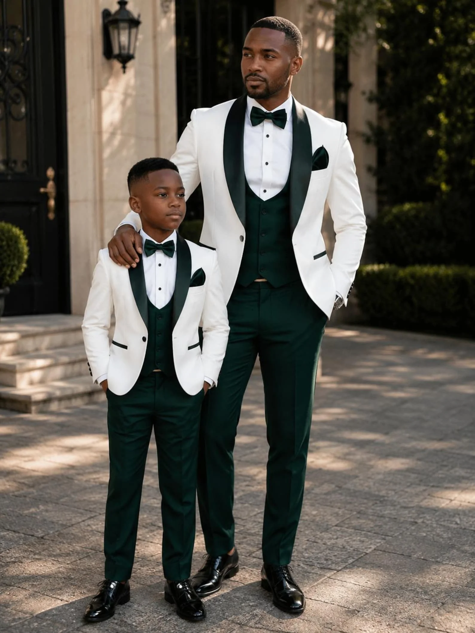 Father Son Matching Tuxedo Set Ivory & Emerald Green Formal Suit for Wedding Bridegroom Birthday Party Dress for Men
Father Son Matching Tuxedo Set Ivory & Emerald Green Formal Suit for Wedding Bridegroom Birthday Party Dress for Men