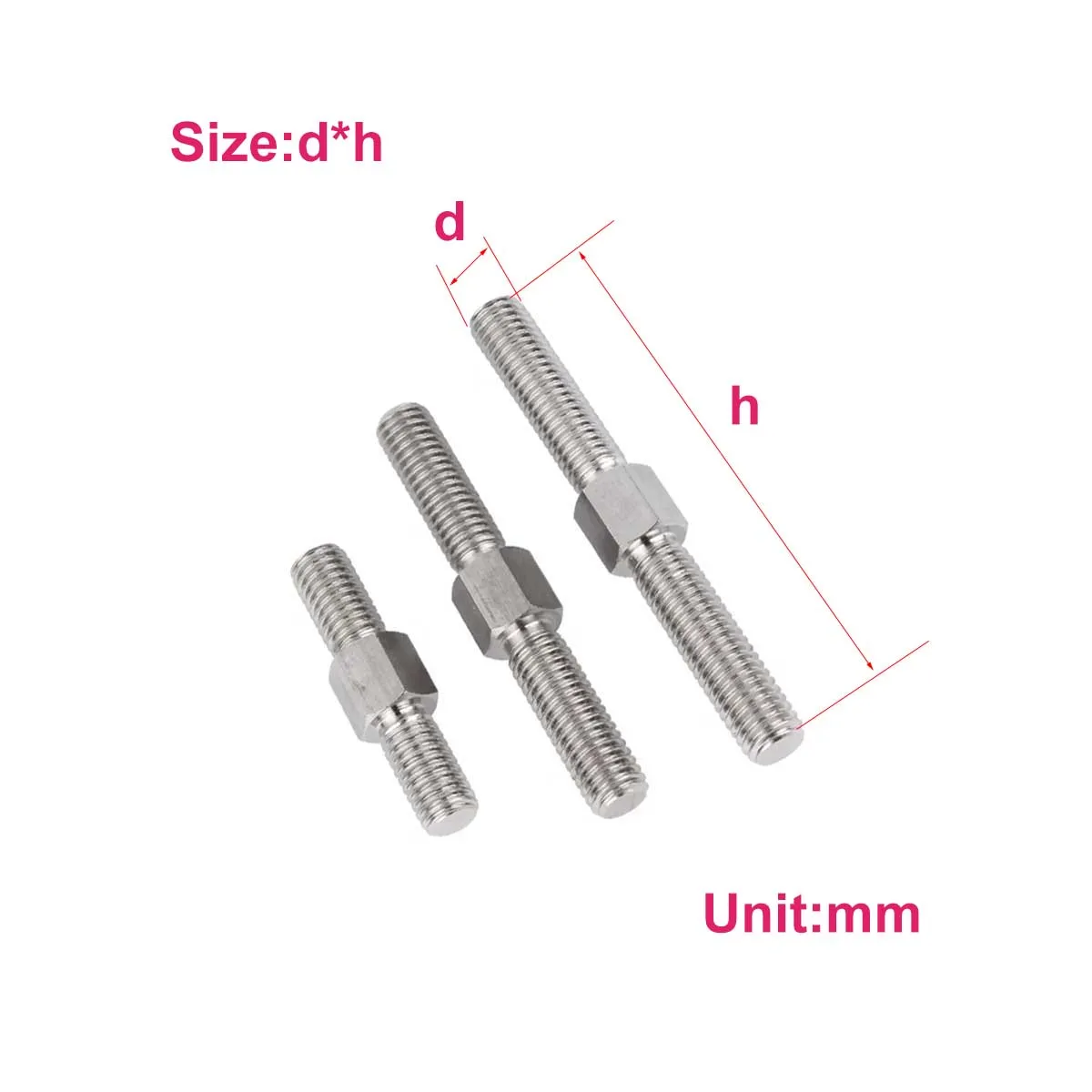 Stainless Steel Double Head Bolt/Front And Rear Tooth Double Head Screws/Inner And Outer Hexagon Of The Rod
Stainless Steel Double Head Bolt/Front And Rear Tooth Double Head Screws/Inner And Outer Hexagon Of The Rod