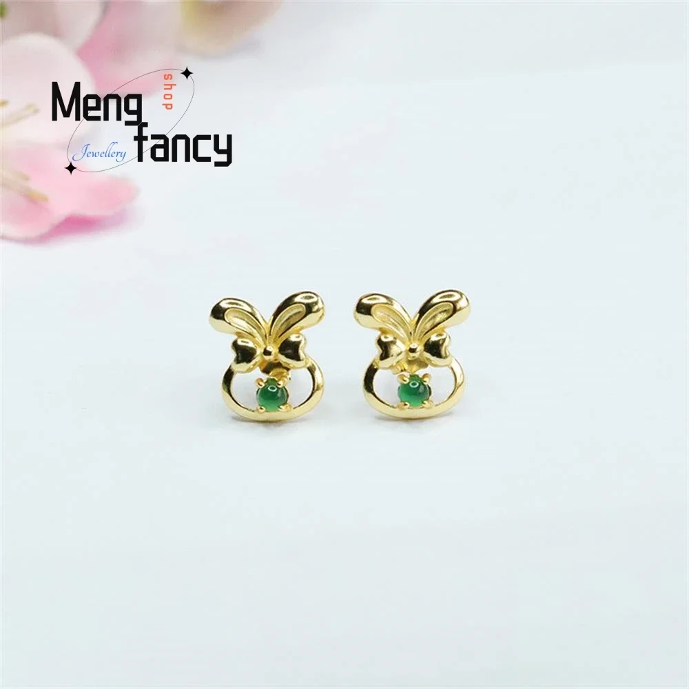 S925 Silver Inlaid Natural Jadeite Ice Type Imperial Green Bow Earrings Exquisite High-grade Couple Luxury Fashion Fine Jewelry
S925 Silver Inlaid Natural Jadeite Ice Type Imperial Green Bow Earrings Exquisite High-grade Couple Luxury Fashion Fine Jewelry