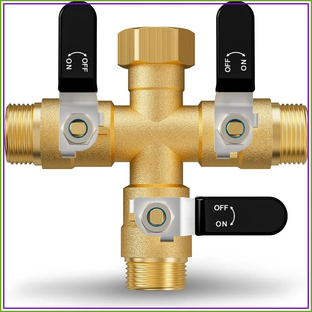 3 Way Heavy Duty Brass Garden Hose Splitter with Full Flow Ball Valve, Outdoor Water Faucet Adapter
3 Way Heavy Duty Brass Garden Hose Splitter with Full Flow Ball Valve, Outdoor Water Faucet Adapter