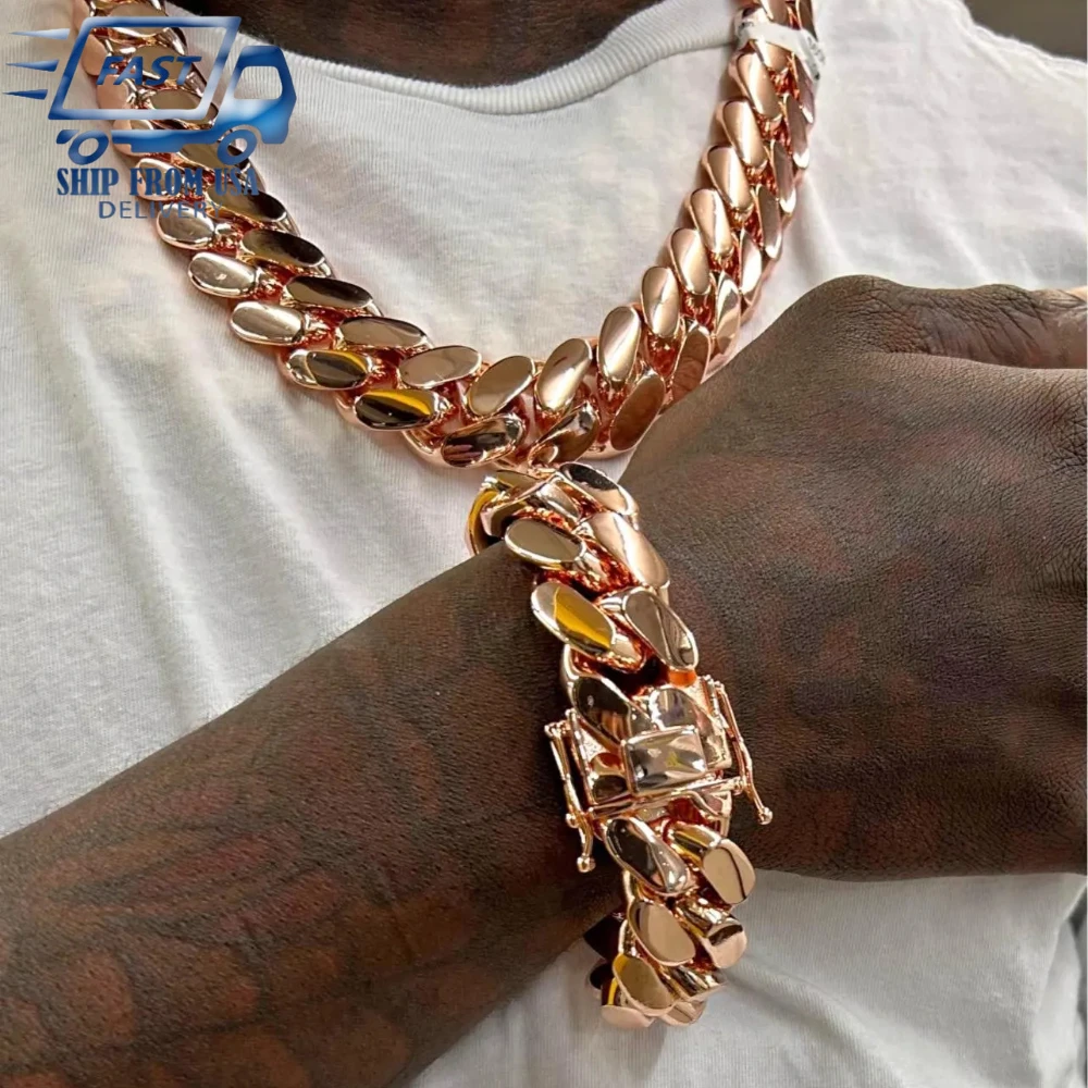 14-22mm Hip Hop Bling Rose Gold Color 316L Stainless Steel Dense Cuban Miami Link Chain Necklaces for Unisex Rapper Jewelry(1PC)
14-22mm Hip Hop Bling Rose Gold Color 316L Stainless Steel Dense Cuban Miami Link Chain Necklaces for Unisex Rapper Jewelry(1PC)