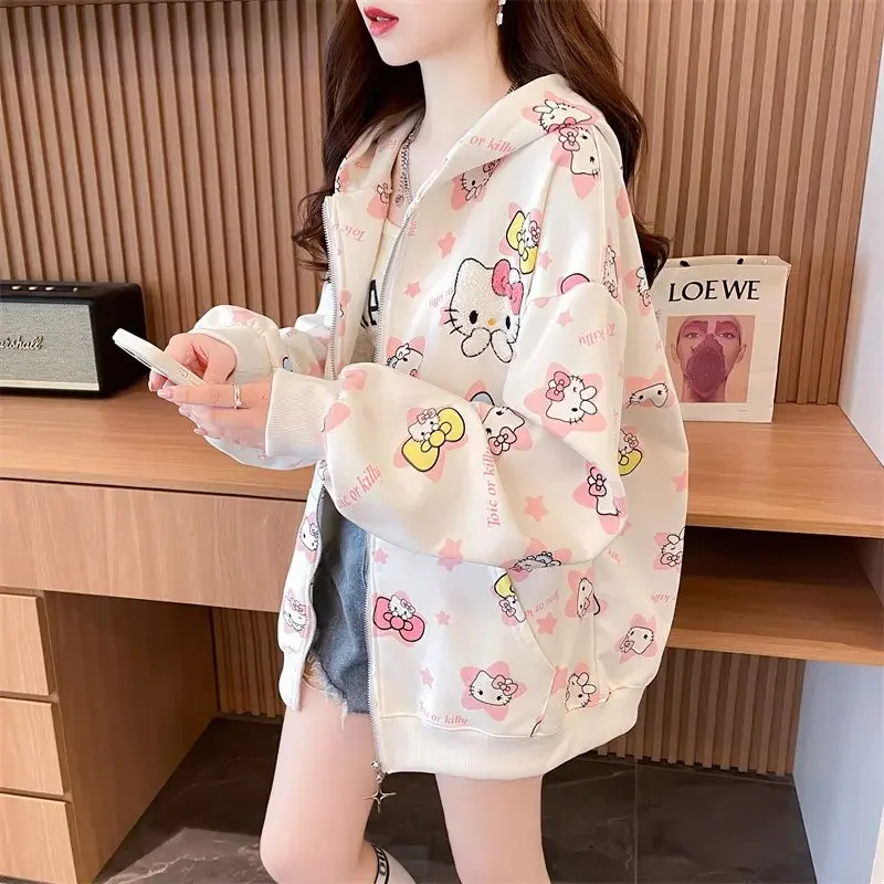 Sanrio Hello Kitty Embroidered Hooded Sweatshirt Kawaii Anime Cute Cartoon Kitty Ktcat Zipper Cardigan Jacket Girls Clothes
Sanrio Hello Kitty Embroidered Hooded Sweatshirt Kawaii Anime Cute Cartoon Kitty Ktcat Zipper Cardigan Jacket Girls Clothes