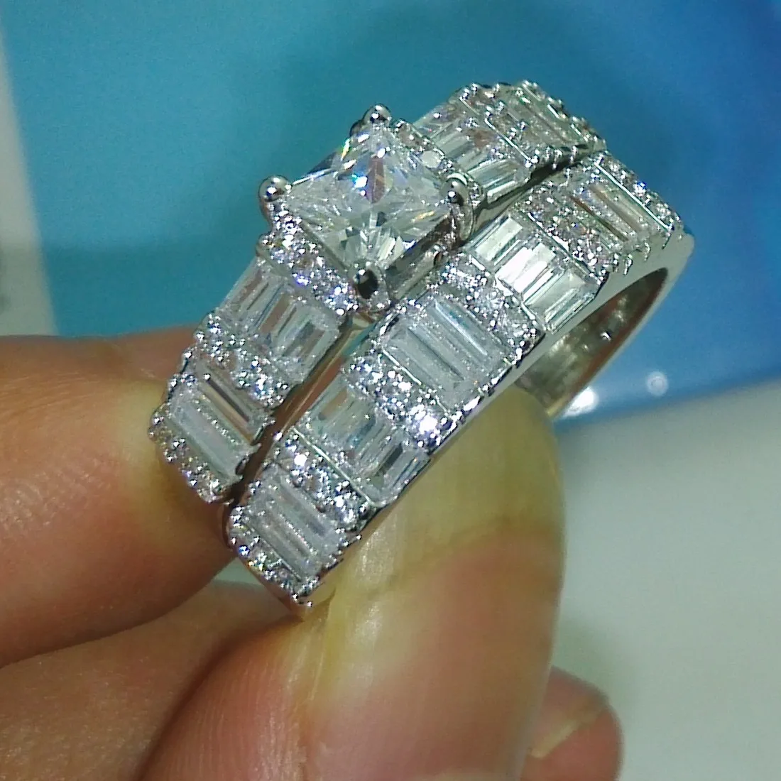 Princess Cut Promise Ring Set AAAAA Zircon White Gold Party Wedding band Rings for Women Bridal Engagement Jewelry Gift
Princess Cut Promise Ring Set AAAAA Zircon White Gold Party Wedding band Rings for Women Bridal Engagement Jewelry Gift