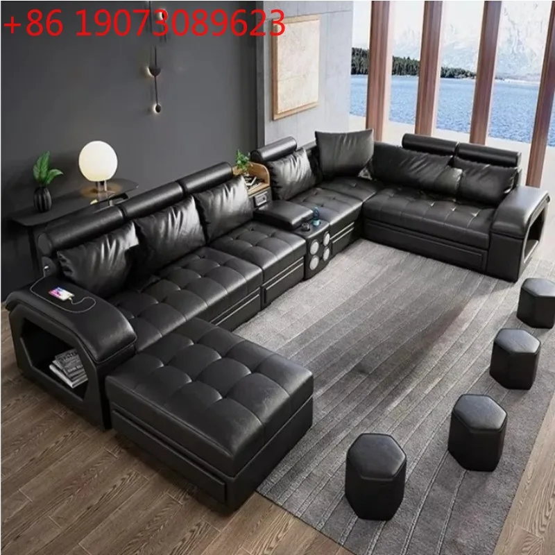 Leather Sofa U-shaped Cross-section Lounge Chair, With USB Music Speaker, Connected To Bluetooth, Modern Furniture
Leather Sofa U-shaped Cross-section Lounge Chair, With USB Music Speaker, Connected To Bluetooth, Modern Furniture