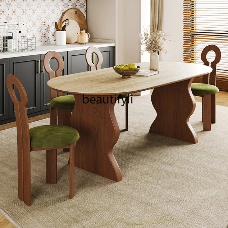 French Retro Stone Plate Dining Table and Chair Eight-Immortal Table Nordic Solid Wood Hollow Stone Dining Table
French Retro Stone Plate Dining Table and Chair Eight-Immortal Table Nordic Solid Wood Hollow Stone Dining Table
