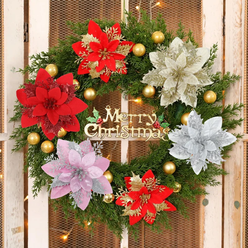 5pcs Glitter Artifical Christmas Flowers Xmas Tree Decoration Happy New Year Ornament DIY Wreaths Merry Xmas Home Decor
5pcs Glitter Artifical Christmas Flowers Xmas Tree Decoration Happy New Year Ornament DIY Wreaths Merry Xmas Home Decor
