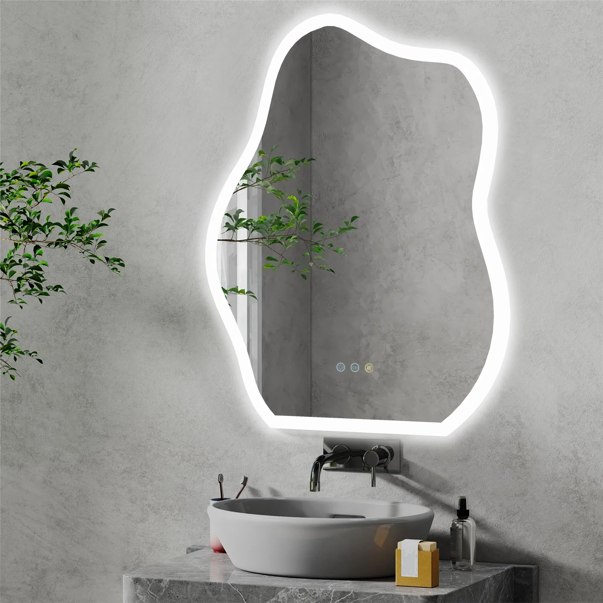 Cloud Shaped LED Bathroom Mirror with Lights - Anti-Fog, Dimmable 3 Color Temperatures (3000K-6000K), CRI90+ High Color
Cloud Shaped LED Bathroom Mirror with Lights - Anti-Fog, Dimmable 3 Color Temperatures (3000K-6000K), CRI90+ High Color