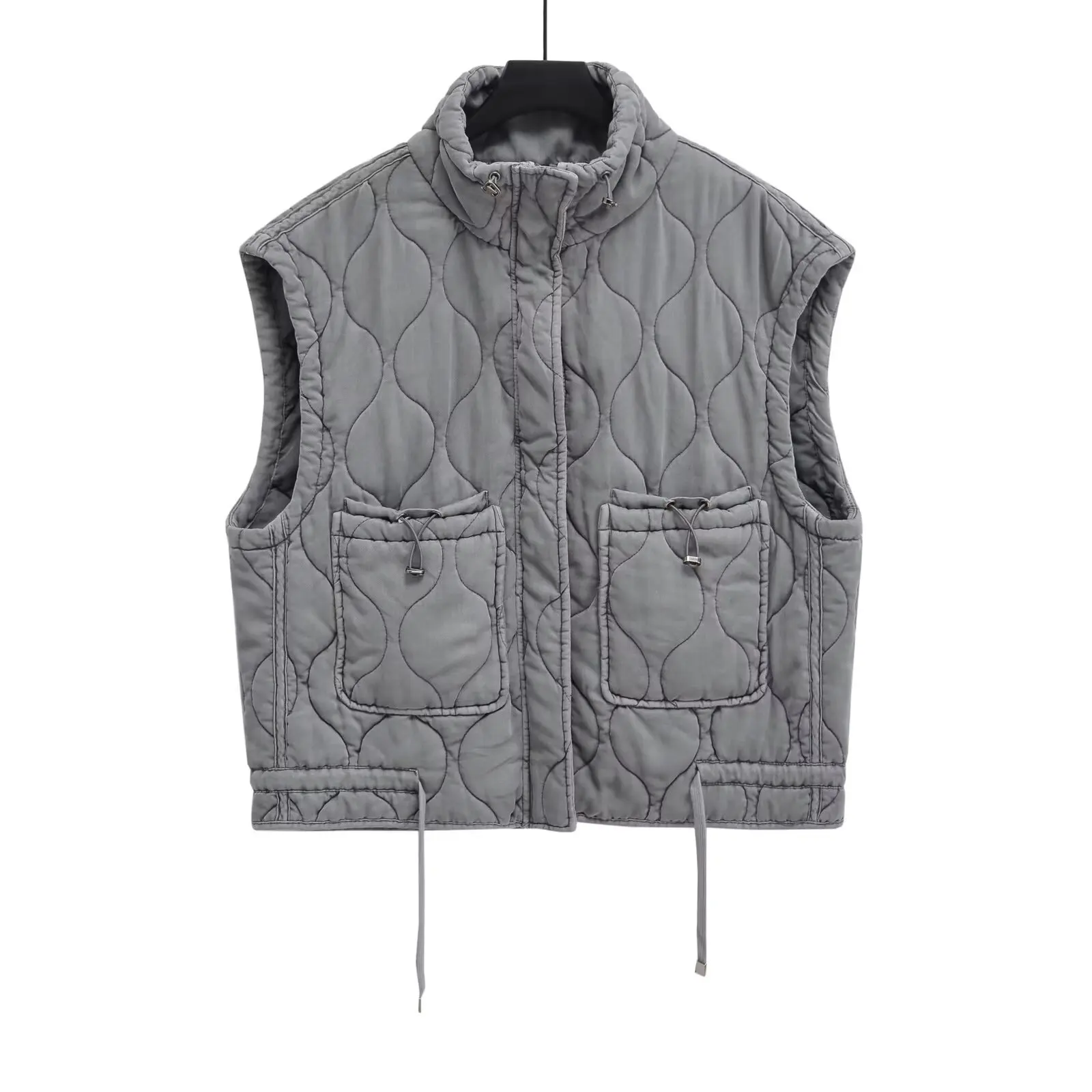 Women's Casual Loose Stand Collar Pocket Ruched Washed Vest O71Y
Women's Casual Loose Stand Collar Pocket Ruched Washed Vest O71Y