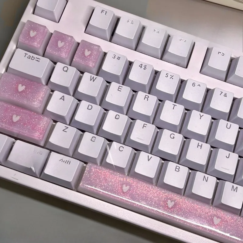 Pink Heart Theme Keycaps Resin 2/6.25U OEM Profile Keycaps for Mechanical Keyboard Accessory Custom Direction Keycap MX Switch
Pink Heart Theme Keycaps Resin 2/6.25U OEM Profile Keycaps for Mechanical Keyboard Accessory Custom Direction Keycap MX Switch