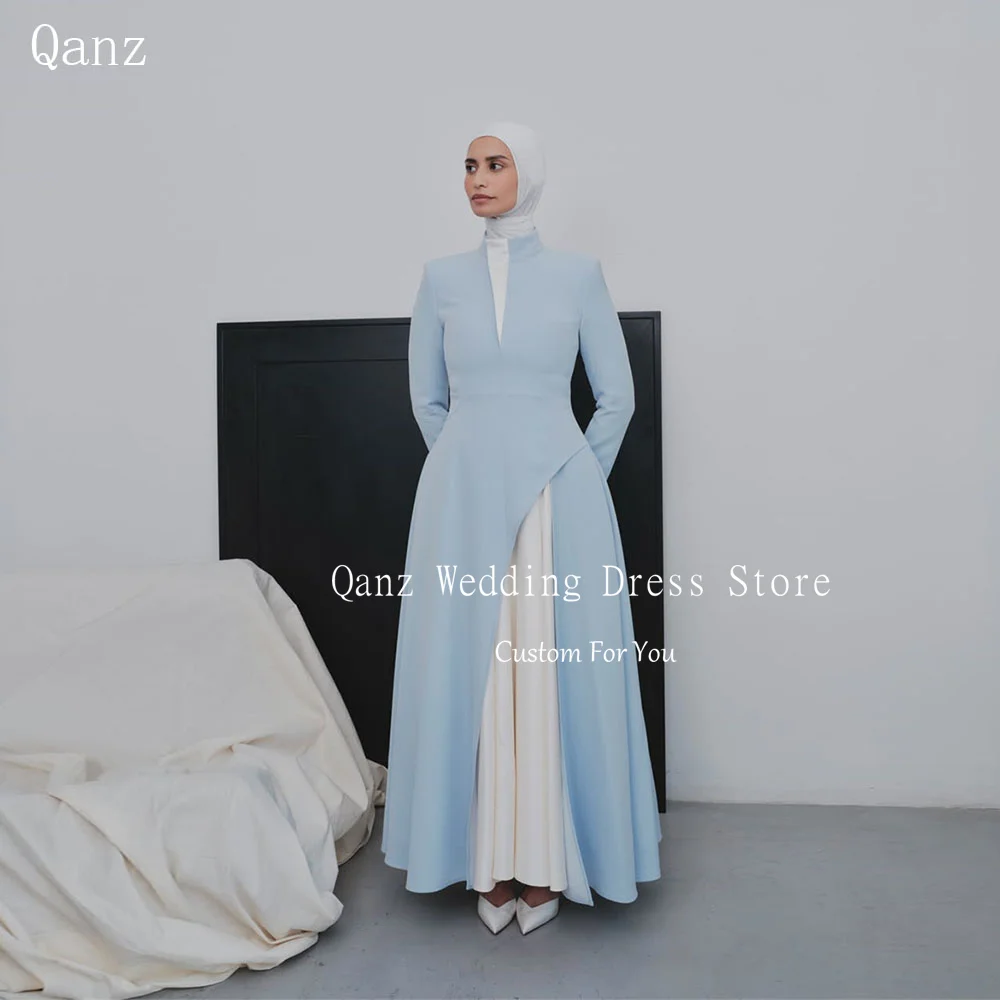 Qanz Muslim Long Sleeves Evening Dresses High Neck A Line Robe De Soirée Luxe Dubai Women Formal Occasion Dress Customized
Qanz Muslim Long Sleeves Evening Dresses High Neck A Line Robe De Soirée Luxe Dubai Women Formal Occasion Dress Customized