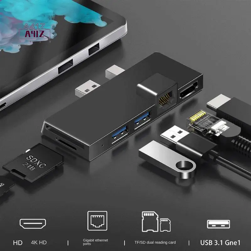 A41Z-For Surface Pro 4 5 6 Docking Station Hub With 4K -Compatible TF Card Reader Gigabit Ethernet 2 USB 3.1 Gen 1 Port
A41Z-For Surface Pro 4 5 6 Docking Station Hub With 4K -Compatible TF Card Reader Gigabit Ethernet 2 USB 3.1 Gen 1 Port