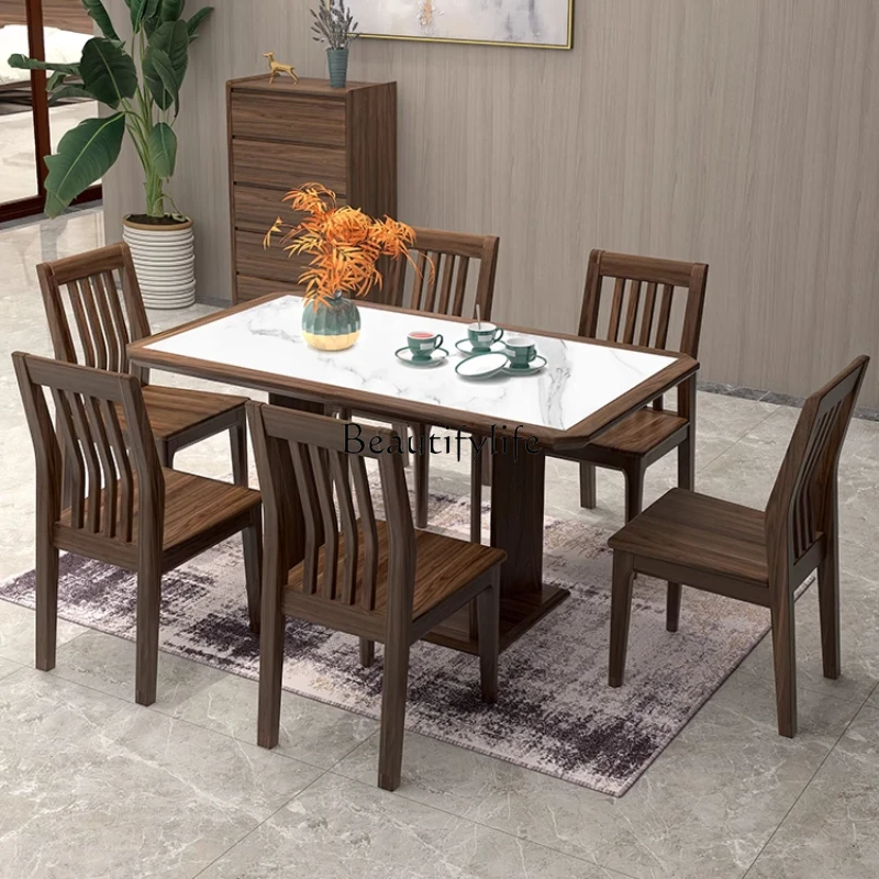Modern minimalist all-solid wood rock slab household rectangular walnut dining table
Modern minimalist all-solid wood rock slab household rectangular walnut dining table