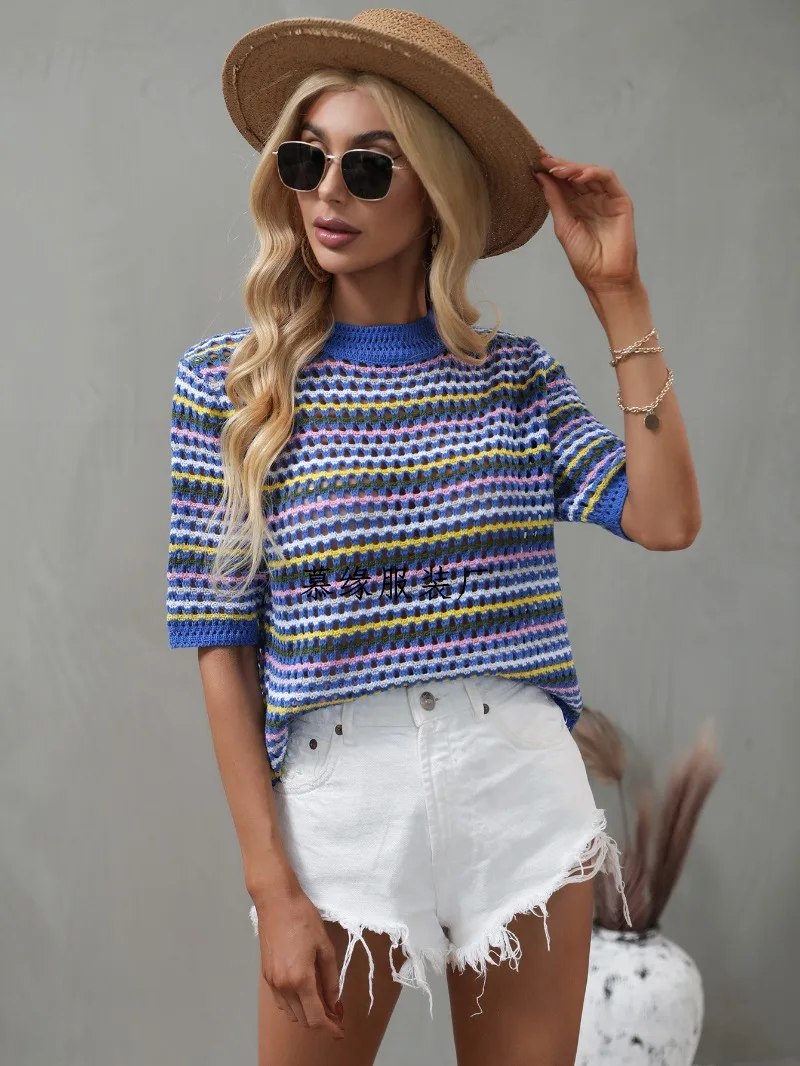 Women Knitted Sweater O-Neck Long Sleeve Casual Short Knitted Tops 2024 Autumn Outfits Female Striped Pullovers Ladies Jumper
Women Knitted Sweater O-Neck Long Sleeve Casual Short Knitted Tops 2024 Autumn Outfits Female Striped Pullovers Ladies Jumper