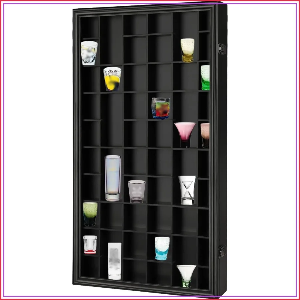 52 Shot Glass Display Case - Wall Mount Wooden Lockable with Removable Shelves, UV Protection Acrylic Glass Door
52 Shot Glass Display Case - Wall Mount Wooden Lockable with Removable Shelves, UV Protection Acrylic Glass Door