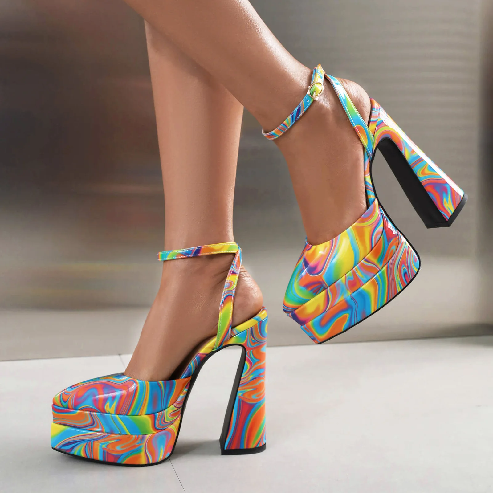Plus Size 35-43 Women's Platform Block Heel Pumps Colorful/leopard Print Pointed Toe Ankle Strap High Heels Summer Party Sandals
Plus Size 35-43 Women's Platform Block Heel Pumps Colorful/leopard Print Pointed Toe Ankle Strap High Heels Summer Party Sandals