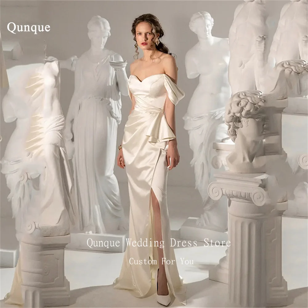 Qunque Formal Satin Wedding Dress Sweetheart Mermaid Vestido De Novia Off The Shoulder Floor Length Gown For Women Customized
Qunque Formal Satin Wedding Dress Sweetheart Mermaid Vestido De Novia Off The Shoulder Floor Length Gown For Women Customized