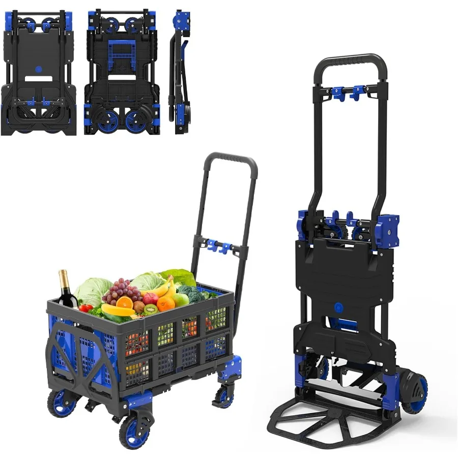 2 in 1 Folding Hand Truck with Portable Basket and Telescoping Handle for Heavy Duty Moving Tasks Up to 330lbs Capacity Compact
2 in 1 Folding Hand Truck with Portable Basket and Telescoping Handle for Heavy Duty Moving Tasks Up to 330lbs Capacity Compact