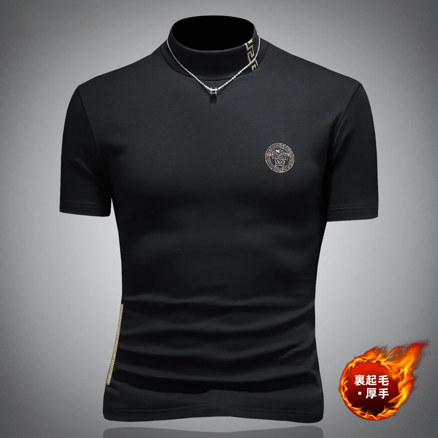 Men's Thickened Fleece Lined Slim Fit Short Sleeve T-Shirt Embroidered Half High Collar Base Shirt Cotton Blend Autumn Wear
Men's Thickened Fleece Lined Slim Fit Short Sleeve T-Shirt Embroidered Half High Collar Base Shirt Cotton Blend Autumn Wear