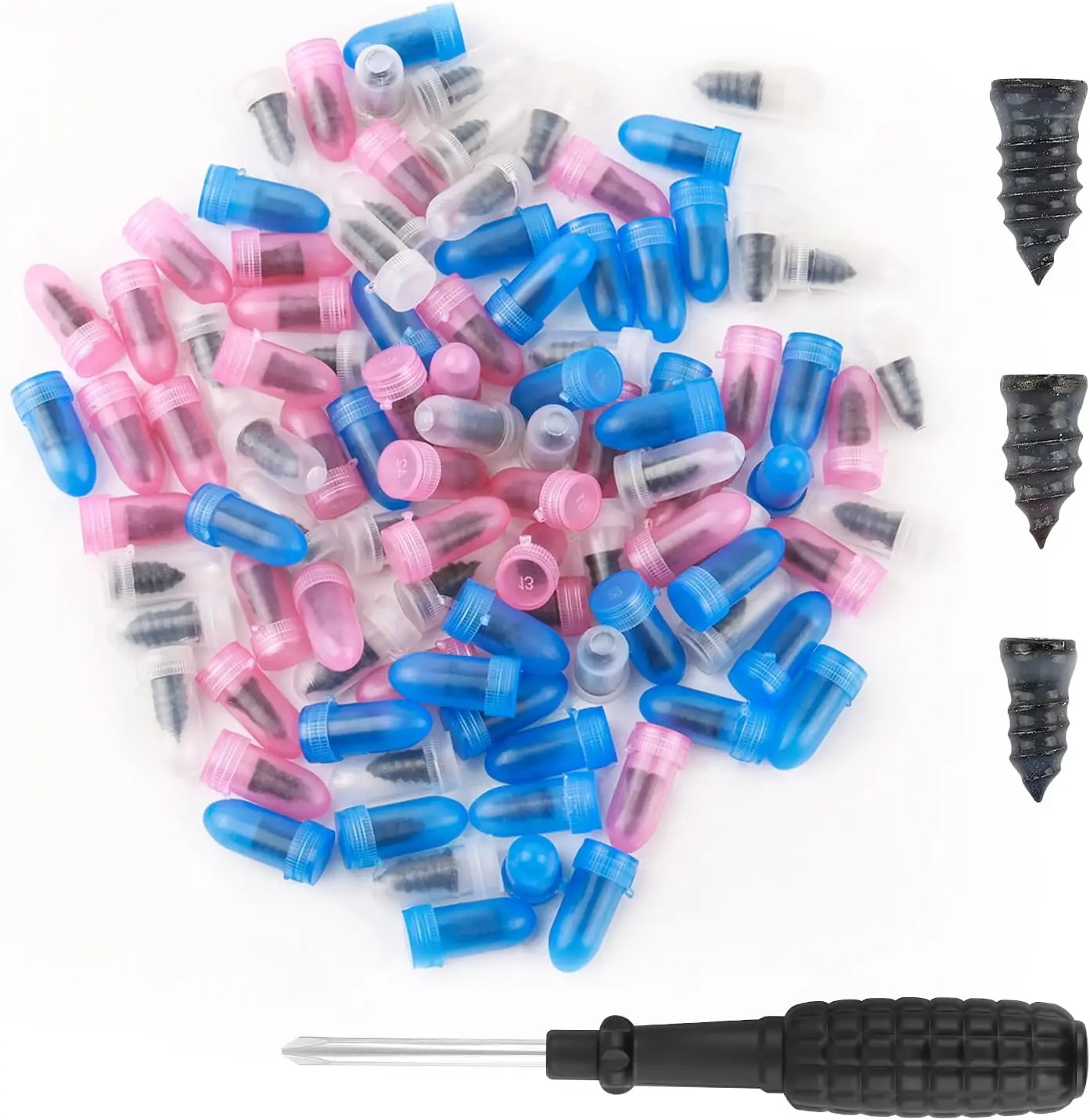 100PCS Tire Repair Kit, Self-Service Screw Plug Kit for Quick Puncture Repair
100PCS Tire Repair Kit, Self-Service Screw Plug Kit for Quick Puncture Repair