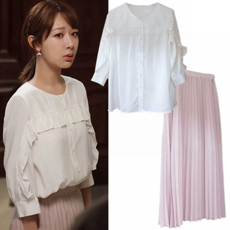 EXJR Summer White Shirt Women's Blouse Pink Pleated Skirt Half Body Skirt Fashionable Elegant Ladies' Clothing
EXJR Summer White Shirt Women's Blouse Pink Pleated Skirt Half Body Skirt Fashionable Elegant Ladies' Clothing