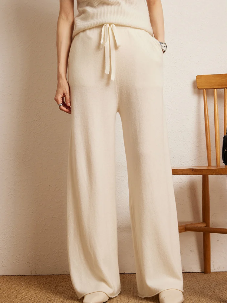 TLOML Women‘s 100% Cashmere Knit Rolled Edge Wide Leg Pants Spring Autumn Soft Warm Cashmere Trousers Office Lady Simple Pants
TLOML Women‘s 100% Cashmere Knit Rolled Edge Wide Leg Pants Spring Autumn Soft Warm Cashmere Trousers Office Lady Simple Pants