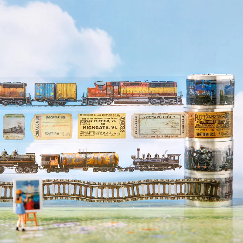 Декоративная лента Journal GO 2.5x200см с тематикой железных дорог и поездов, для коллажей, джанк-журналов, скрапбукинга, васи-лента, канцелярская маскирующая лента
Декоративная лента Journal GO 2.5x200см с тематикой железных дорог и поездов, для коллажей, джанк-журналов, скрапбукинга, васи-лента, канцелярская маскирующая лента