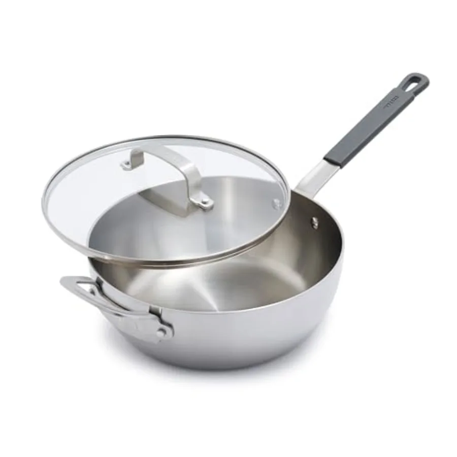 x Bobby Flay Stainless Steel and Glass Lid Professional Grade Tri-Ply Chefs Pan Multiclad Induction Suitable Dishwasher and Ove
x Bobby Flay Stainless Steel and Glass Lid Professional Grade Tri-Ply Chefs Pan Multiclad Induction Suitable Dishwasher and Ove