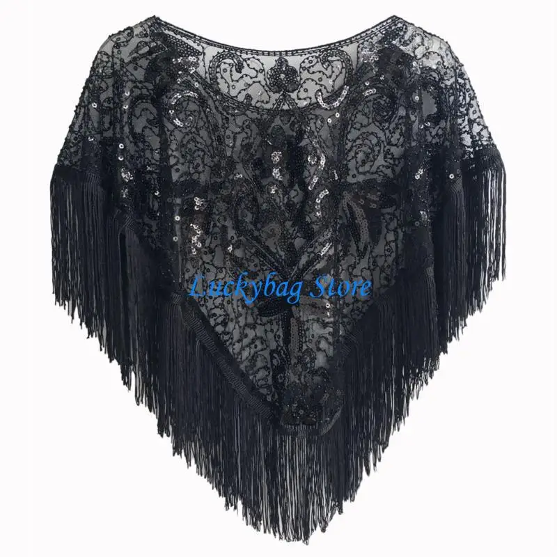 X7XE Decorative Sequins And Fringe Shawl Elegant Party Cover-up Fashionable for Women
X7XE Decorative Sequins And Fringe Shawl Elegant Party Cover-up Fashionable for Women
