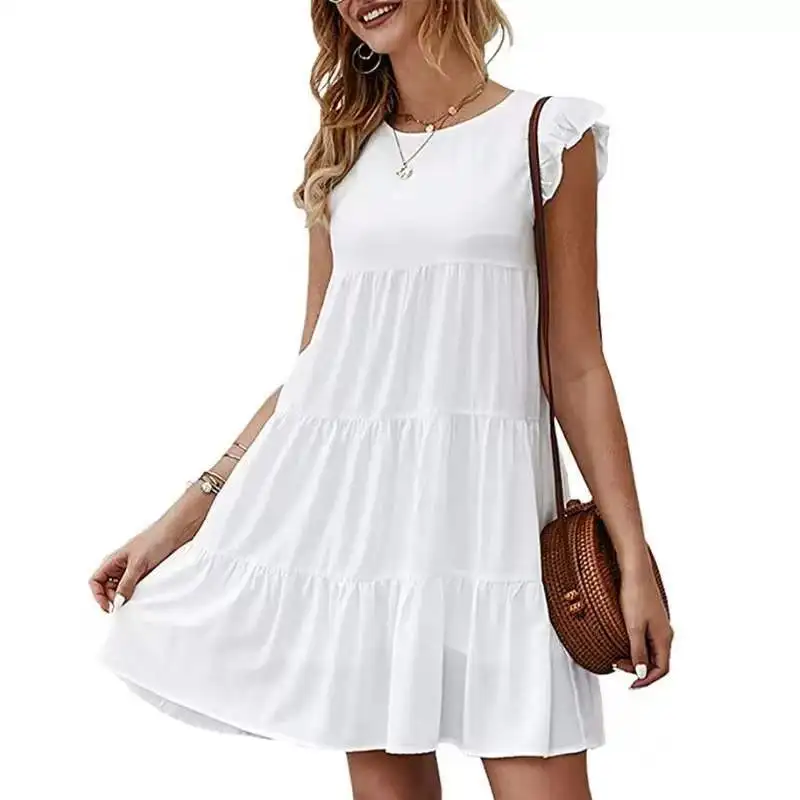 Women's Short Sleeved Pleated Dress, Solid Color, O-neck, Casual, Large Swing, Short Dresses for Ladies, Summer, New, 2024
Women's Short Sleeved Pleated Dress, Solid Color, O-neck, Casual, Large Swing, Short Dresses for Ladies, Summer, New, 2024