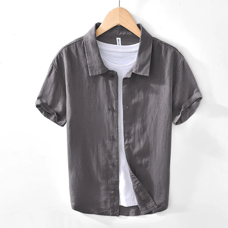 Japanese retro casual stylish versatile breathable linen square collar short-sleeve shirt
Japanese retro casual stylish versatile breathable linen square collar short-sleeve shirt
