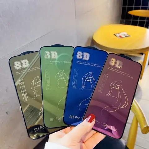 Vidrio templado de espejo 8D para Apple iPhone 16 Pro Max 16Plus 16Pro Protector de pantalla película protectora de cobertura completa