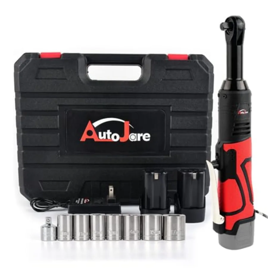 Extended 18V Cordless Electric Ratchet Wrench Set 3/8" Drive 450RPM 60 ft-lbs Power Ratchet Tool Kit with 1/4" Socket Adapter,
Extended 18V Cordless Electric Ratchet Wrench Set 3/8" Drive 450RPM 60 ft-lbs Power Ratchet Tool Kit with 1/4" Socket Adapter,