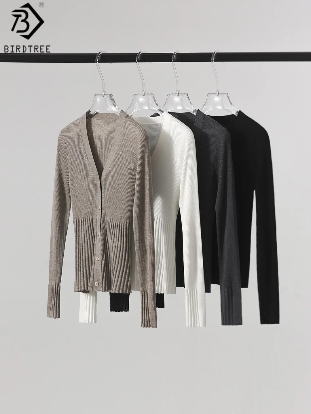 Birdtree 3,7% овечья шерсть, шелковый кардиган 2,8% шерсть, женское однобортное вязаное пальто из смеси шелка с длинными рукавами и v-образным вырезом T58003JF
Birdtree 3,7% овечья шерсть, шелковый кардиган 2,8% шерсть, женское однобортное вязаное пальто из смеси шелка с длинными рукавами и v-образным вырезом T58003JF