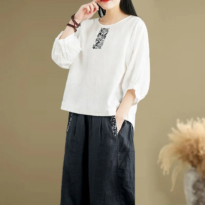 Plus Size Women's Summer Retro Comfortable T-Shirt Cotton Linen Breathable Office Lady Fashion New Arrival
Plus Size Women's Summer Retro Comfortable T-Shirt Cotton Linen Breathable Office Lady Fashion New Arrival