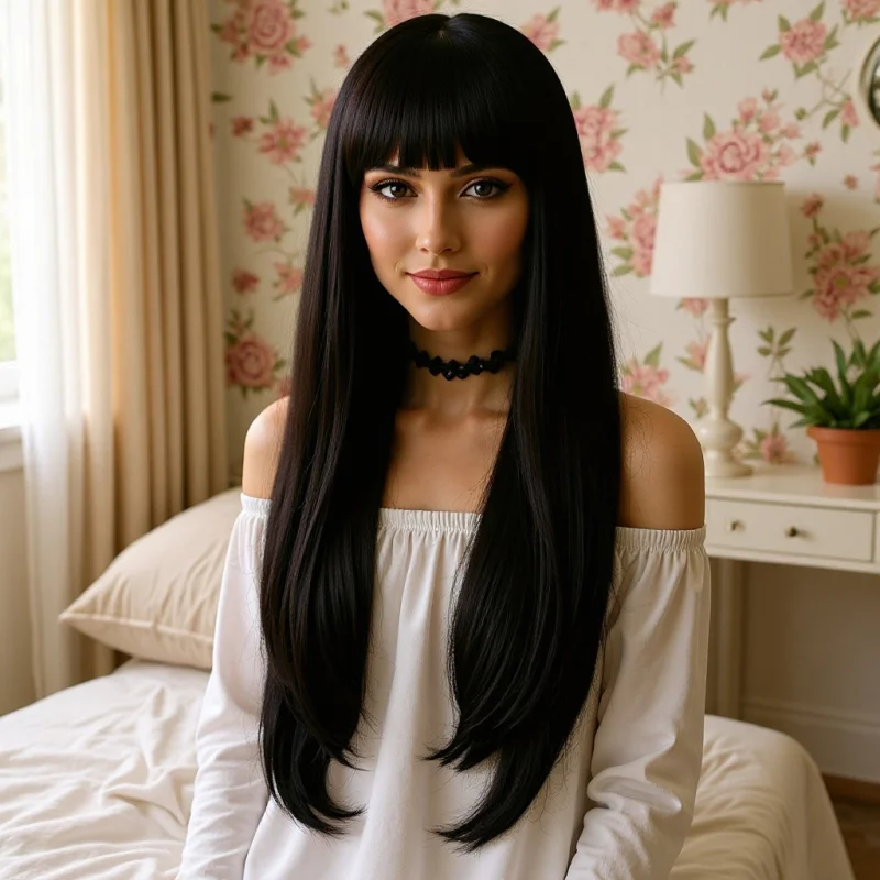Black Long Straight Hair Wig Headpiece Straight Long Hair High Temperature Fiber Natural Bangs Long Straight Hair Wig
Black Long Straight Hair Wig Headpiece Straight Long Hair High Temperature Fiber Natural Bangs Long Straight Hair Wig