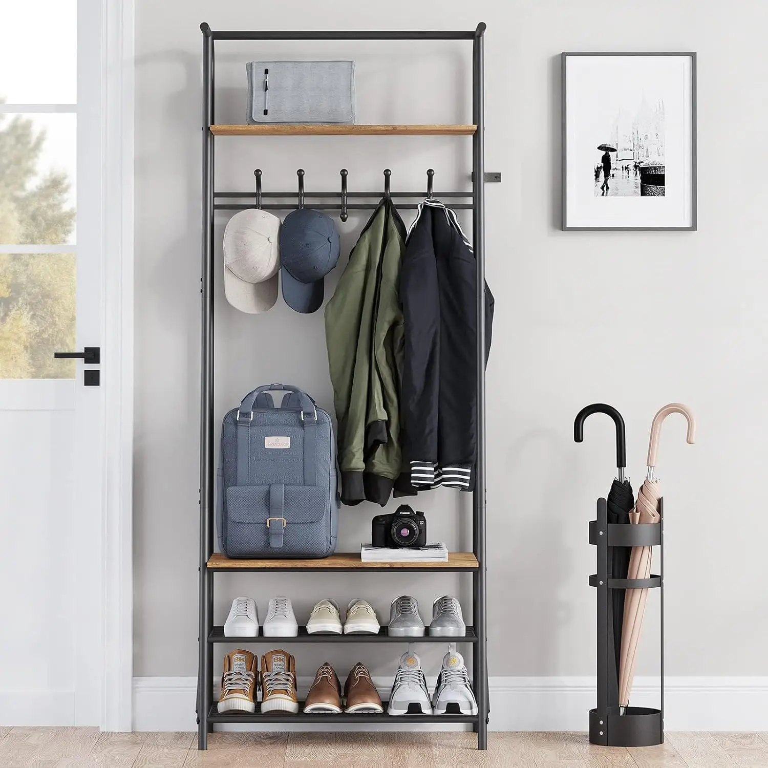 Hall Tree With Shoe Storage Bench, 4-In-1, Steel Frame With 5 Hooks For Entryway, Freestanding Coat Ra Stand For Living Room,
Hall Tree With Shoe Storage Bench, 4-In-1, Steel Frame With 5 Hooks For Entryway, Freestanding Coat Ra Stand For Living Room,