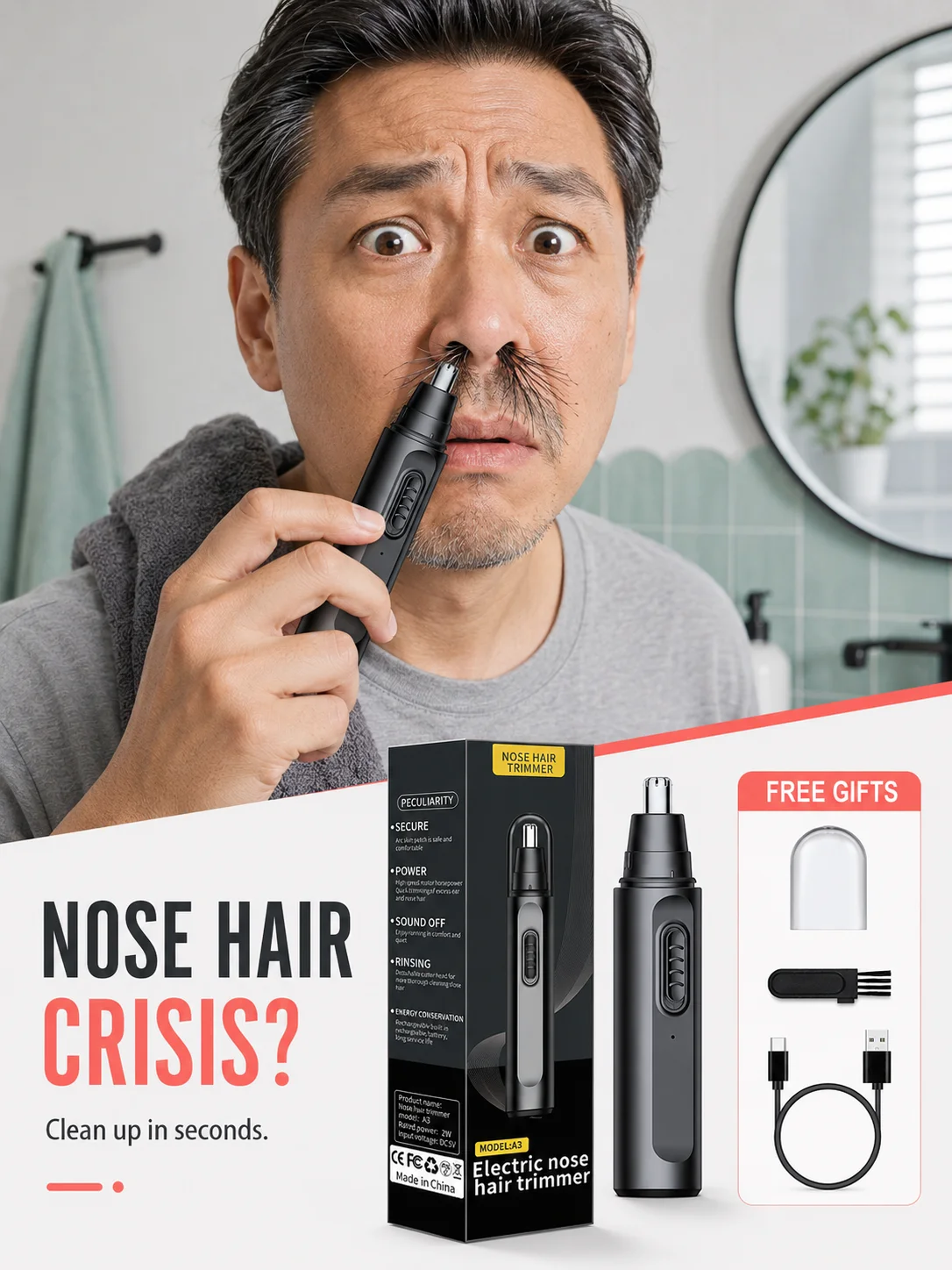 Rechargeable electric nose hair trimmer Nose hair razor Ear hair trimmer Spot hair trimmer Spot shaving.
Rechargeable electric nose hair trimmer Nose hair razor Ear hair trimmer Spot hair trimmer Spot shaving.