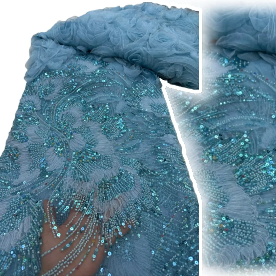 Синяя нигерийская африканская кружевная ткань высокого качества с 3D цветами и блестками, вышивка бисером, тюль, кружевная ткань для праздничного платья, шить 2134
Синяя нигерийская африканская кружевная ткань высокого качества с 3D цветами и блестками, вышивка бисером, тюль, кружевная ткань для праздничного платья, шить 2134
