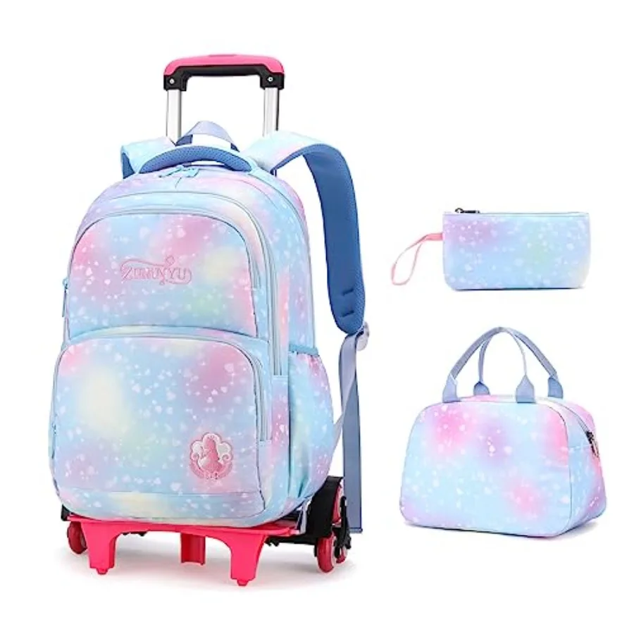 Rolling Backpack for Girls Dream Princess Wind Bookbag with Wheels Travel Bag Trolley School Bag with Lunch Box Blue
Rolling Backpack for Girls Dream Princess Wind Bookbag with Wheels Travel Bag Trolley School Bag with Lunch Box Blue