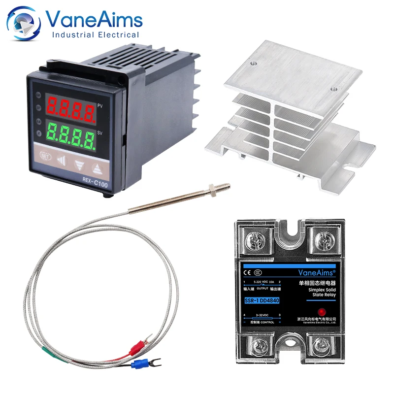 REX C100 Thermostat PID Regulator Digital Temperature Controller 0-400℃+ 40A DC-DC SSR Relay+ K Thermocouple M6 1m+ Heatsink
REX C100 Thermostat PID Regulator Digital Temperature Controller 0-400℃+ 40A DC-DC SSR Relay+ K Thermocouple M6 1m+ Heatsink