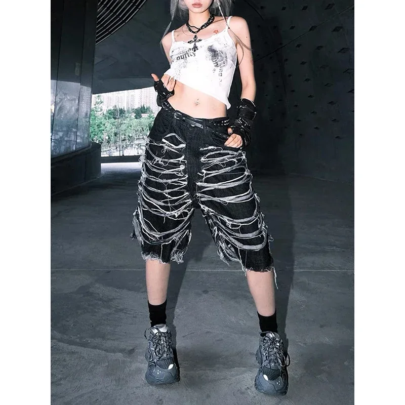 American Retro Streetwear Summer Harajuku Hip Pop Black Washed Denim Shorts Women High Waist Loose Y2K Vintage Mid Long Jeans
American Retro Streetwear Summer Harajuku Hip Pop Black Washed Denim Shorts Women High Waist Loose Y2K Vintage Mid Long Jeans