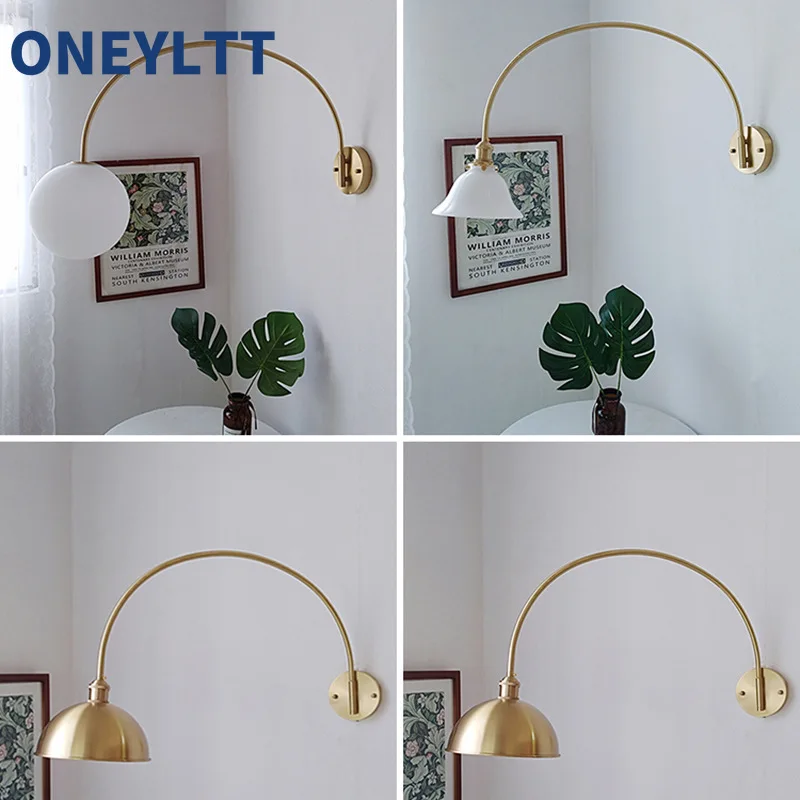 Nordic retro all copper light luxury minimalist glass ceramic long pole rocker arm rotating restaurant study bedside wall lamp
Nordic retro all copper light luxury minimalist glass ceramic long pole rocker arm rotating restaurant study bedside wall lamp