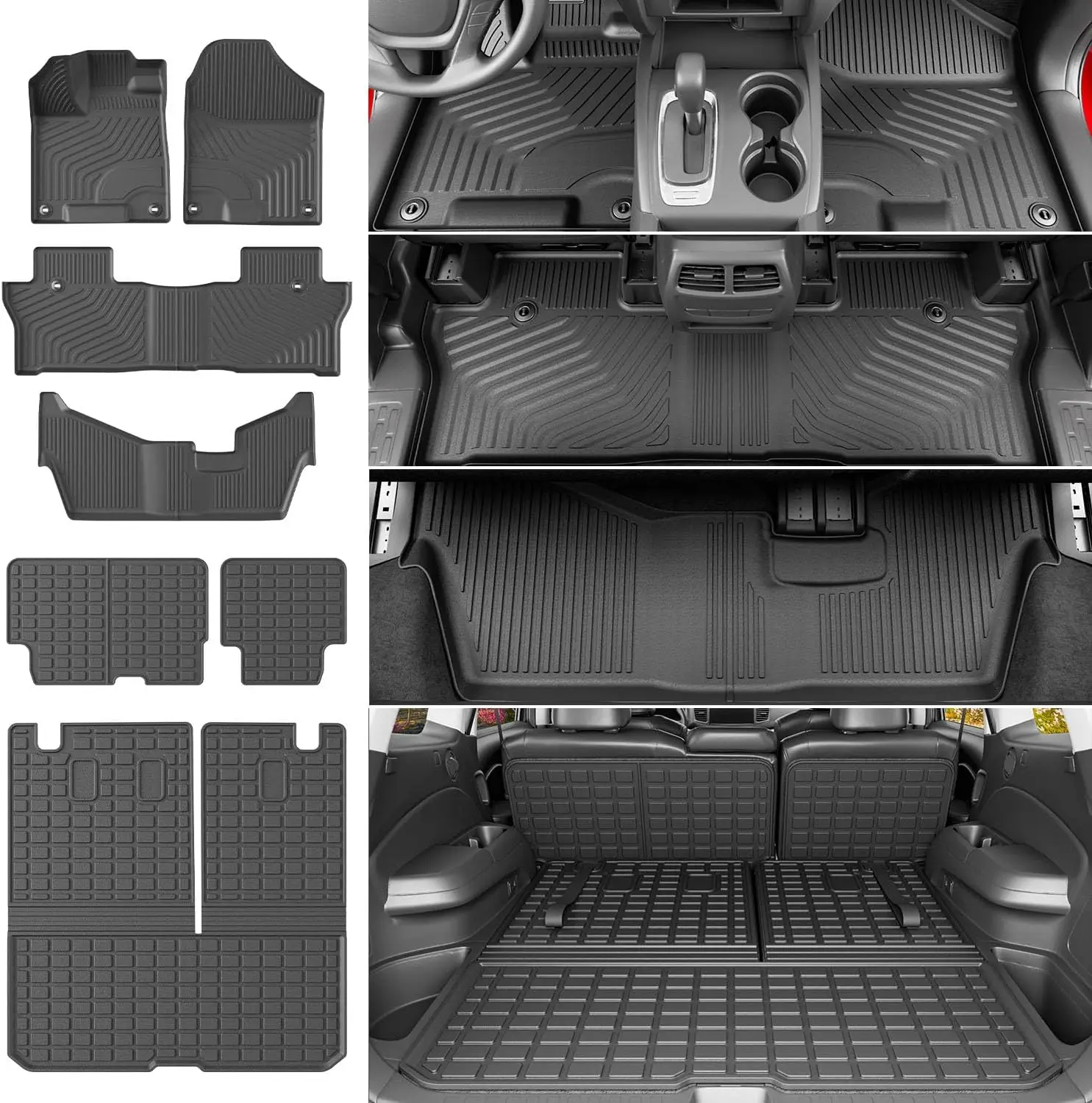 Комплект из 8-местных напольных ковриков для Honda Pilot 2016-2022, включая коврик для багажника из TPE и защиту задних сидений, прочные аксессуары для багажника
Комплект из 8-местных напольных ковриков для Honda Pilot 2016-2022, включая коврик для багажника из TPE и защиту задних сидений, прочные аксессуары для багажника