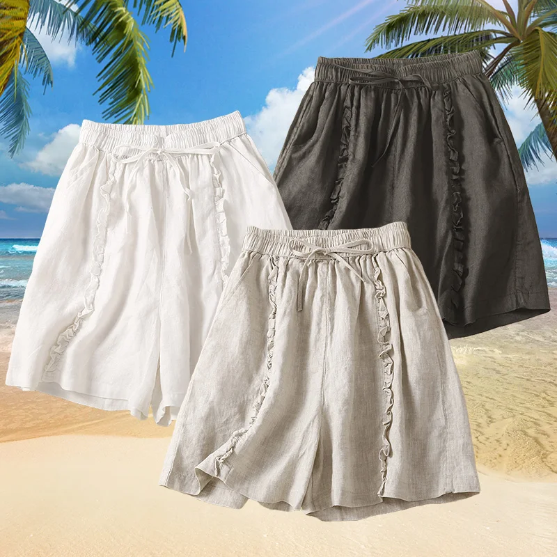 New Cotton Linen Loose Women's Shorts Summer Casual Straight Short Shorts Harajuku Elastic Waist Wide Leg Knee Length Shorts
New Cotton Linen Loose Women's Shorts Summer Casual Straight Short Shorts Harajuku Elastic Waist Wide Leg Knee Length Shorts