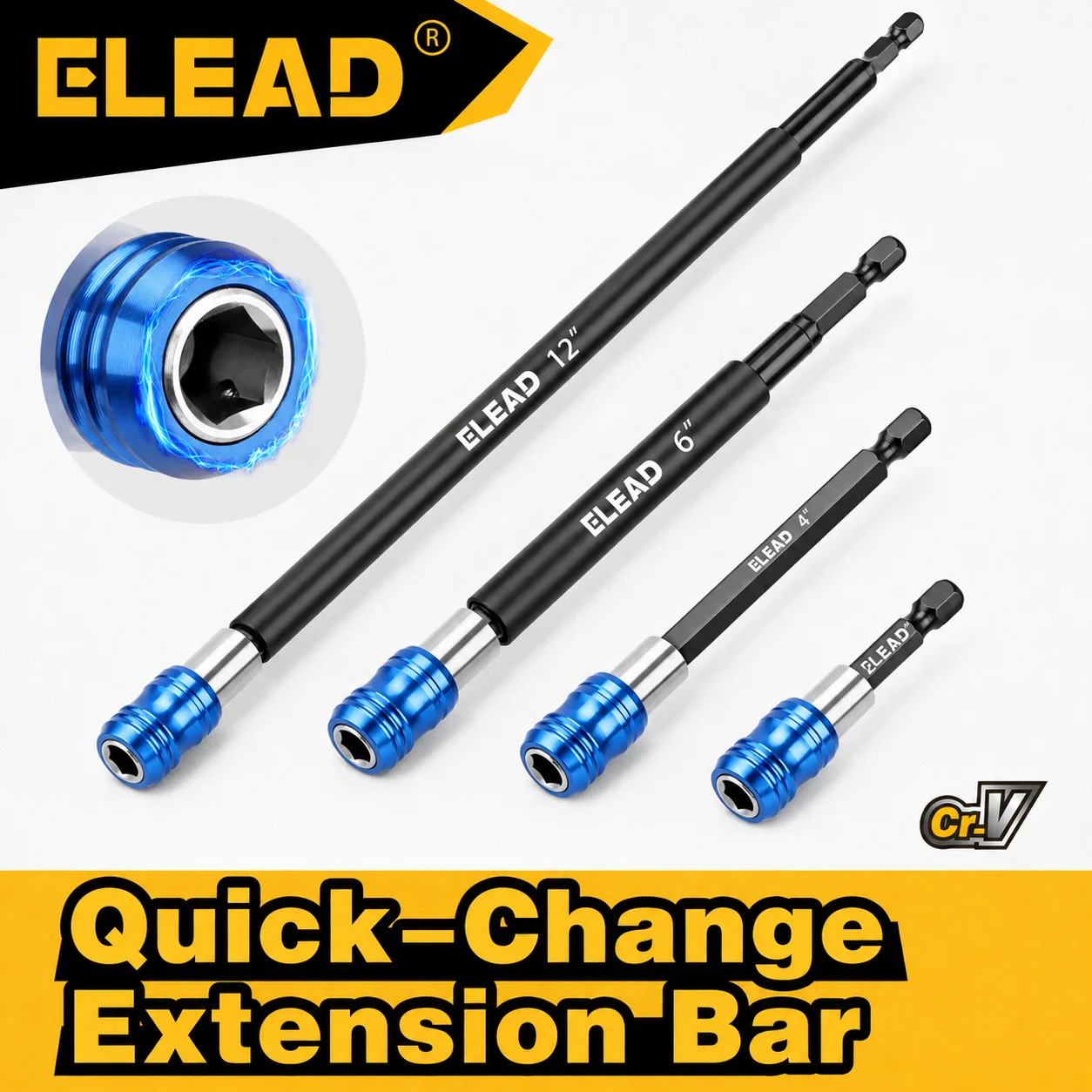 ELEAD 4Pcs Magnetic Drill Bit Extension, CR-V Steel 2" 4" 6" 12" Bit Holder, 1/4" Hex Shank for Auto Repair, Workshop & Home DIY
ELEAD 4Pcs Magnetic Drill Bit Extension, CR-V Steel 2" 4" 6" 12" Bit Holder, 1/4" Hex Shank for Auto Repair, Workshop & Home DIY